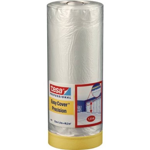 Tesa Prof.4365 2-in-1 Maskeringsfolie met maskeringstape L.33mtr x B.1400mm Transparant (Per 8 Stuks - 04365 - 04365-00001-00