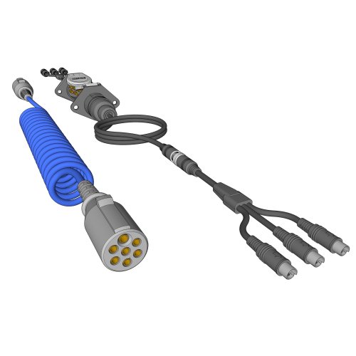 Spiraalkabelset 7 polig 3 kanaals - 4Pins mini DIN - 120025 1 - CAR.120025