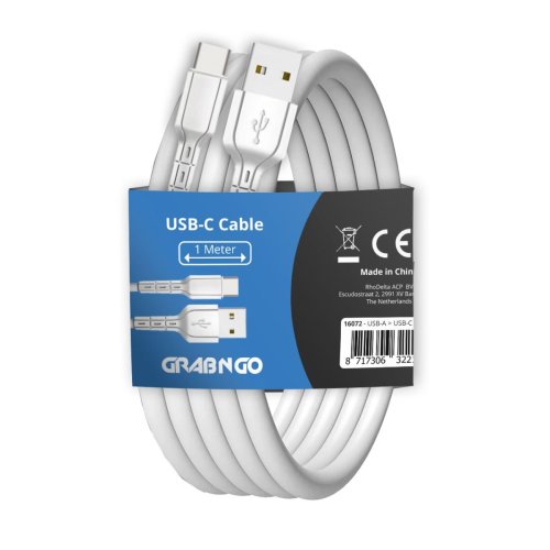 GrabNGo Cable USB > USB-C 1m - Wit - 16072 1 - 16072