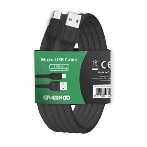 GrabNGo Cable USB > Micro-USB 1m - Zwart - 16876 1 - 16876