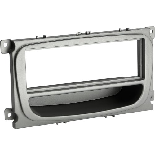 1-DIN Paneel met aflegbakje. Ford Mondeo /Focus / S-MAX / Galaxy Kleur: Zilver - 281114 37 - 281114-37