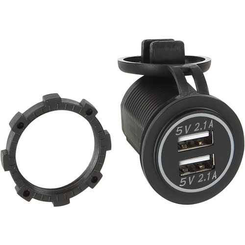 Dual USB auto lader 12V/24V 4.2A / Blauw (Bulk) - 349045 03 2 - 349045-03-2