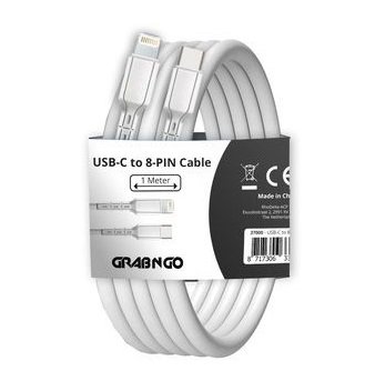 GrabNGo Cable USB-C > 8-PIN 1m - Wit - 37000 2 - 37000