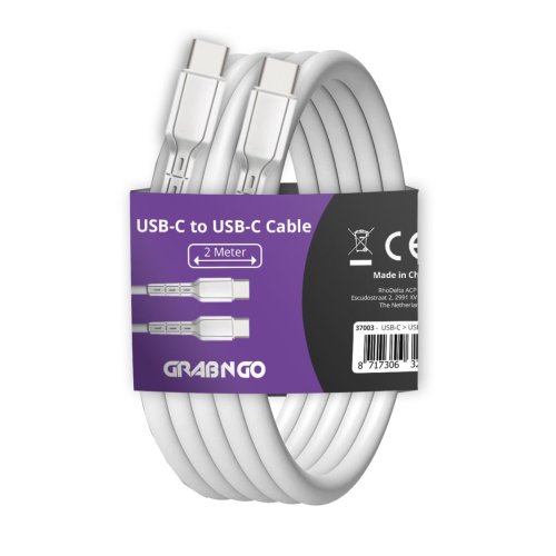 GrabNGo Cable USB-C > USB-C 2m - Wit - 37003 2 - 37003