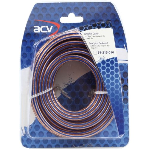 Luidspreker kabel 2 x 1,50 mm transparant  blauw 10 Meter - 51 215 010 - 51-215-010