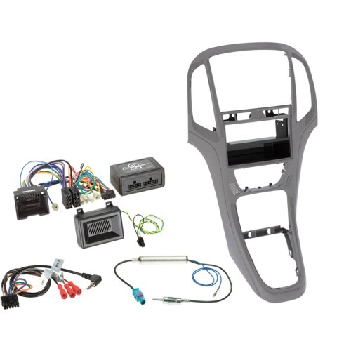 2-DIN Kit met pocket + radio adapter kit Opel Astra 2009-2020 Kleur: Titanium Grijs  - 611230 23 1 - 611230-23-1