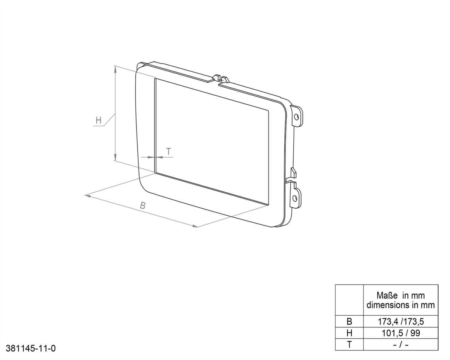 2-DIN Paneel Jeep Compass/ Patriot  2007 -2008  kleur:zwart - Z 381145 11 0 - 381145-11