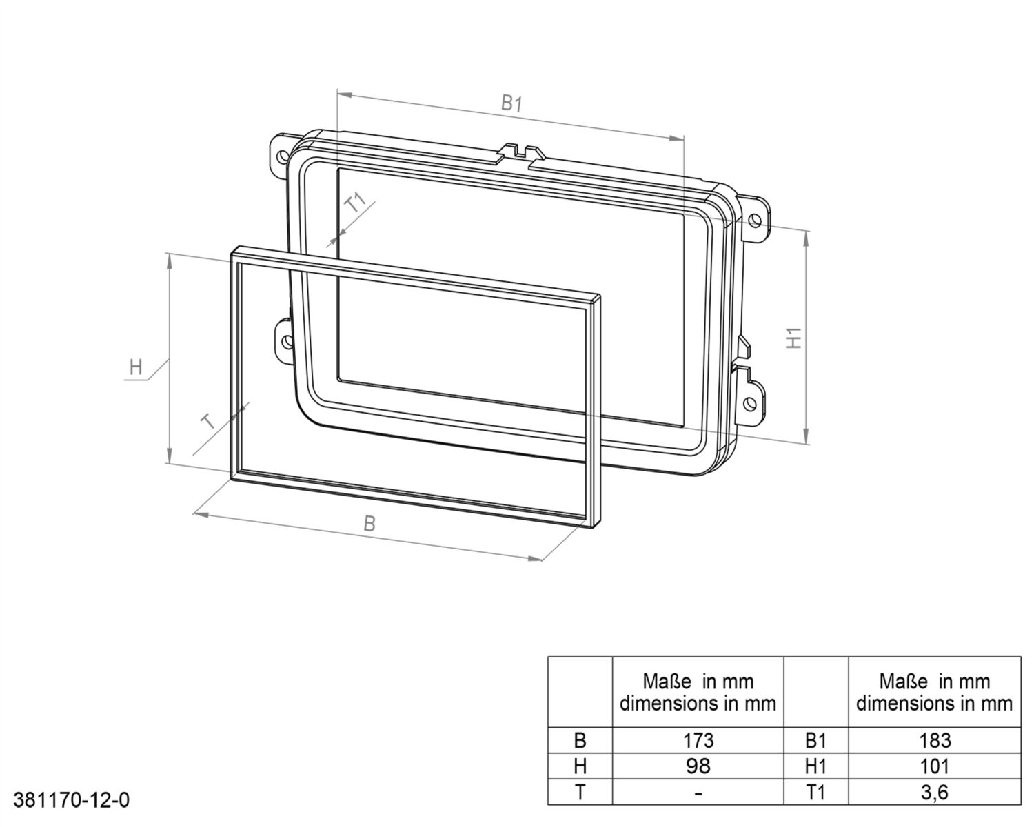 2-DIN Paneel Mazda MX 5 (NC) Miata 2009-2015 - Kleur: Zwart (METRA) - Z 381170 12 0 - 381170-12