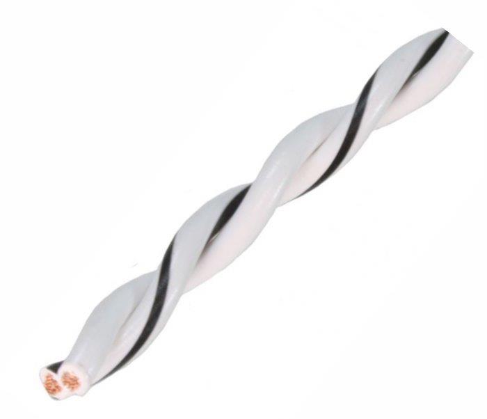 AUDIO SYSTEM Gedraaide luidsprekerkabel. Wit. 2x 0,5mm&sup2; . 200 mtr per rol  - Z tsc wt - z-tsc 0,5 WH